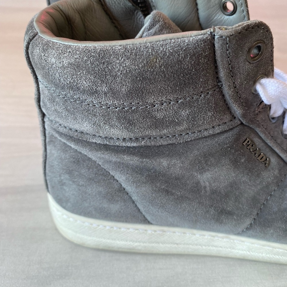 Prada Grey Suede lace up high top sneakers. Size 37.5 - Picture 6 of 8